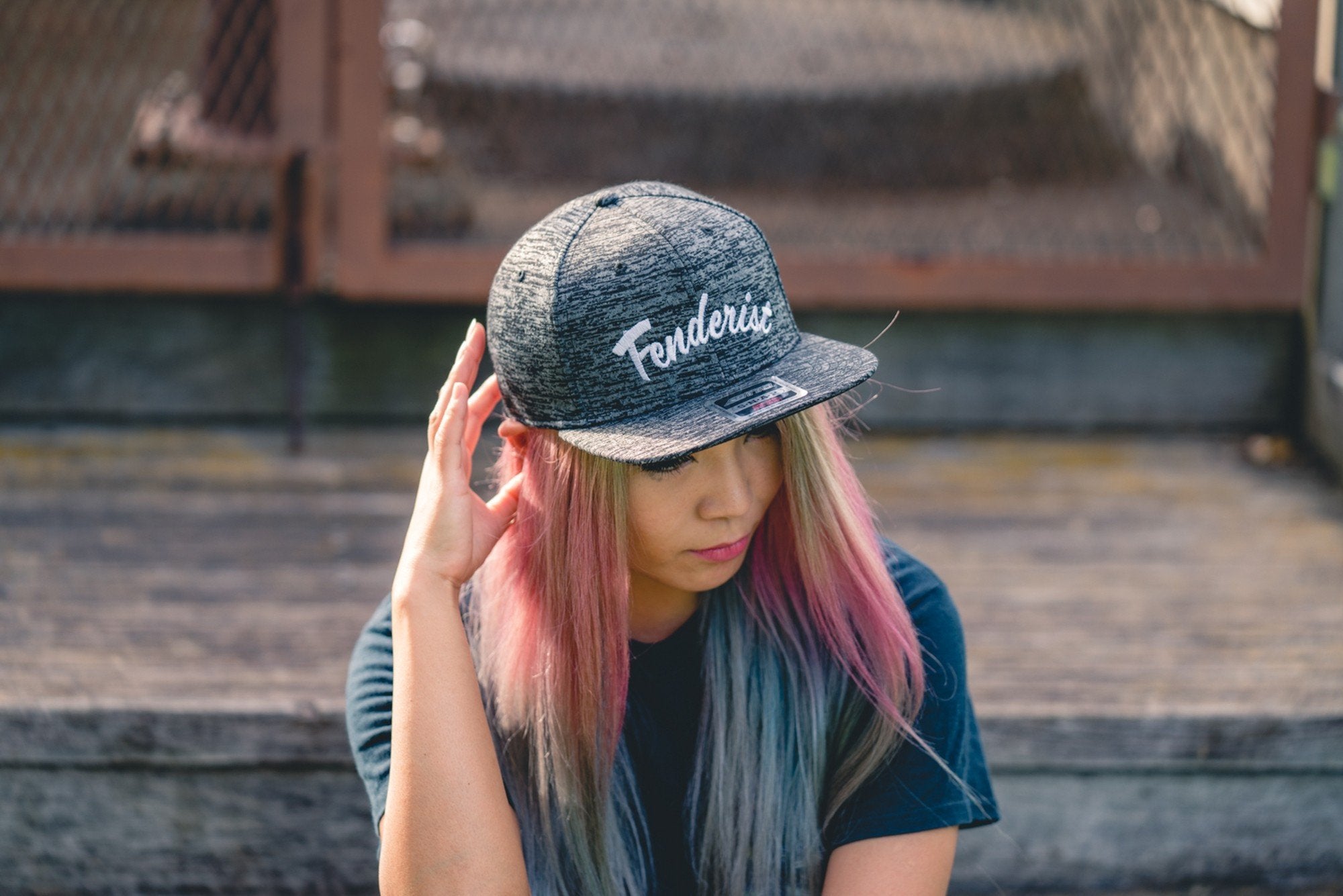 Flat visor cap / Cotton twill square Leaves Black - Fenderist
