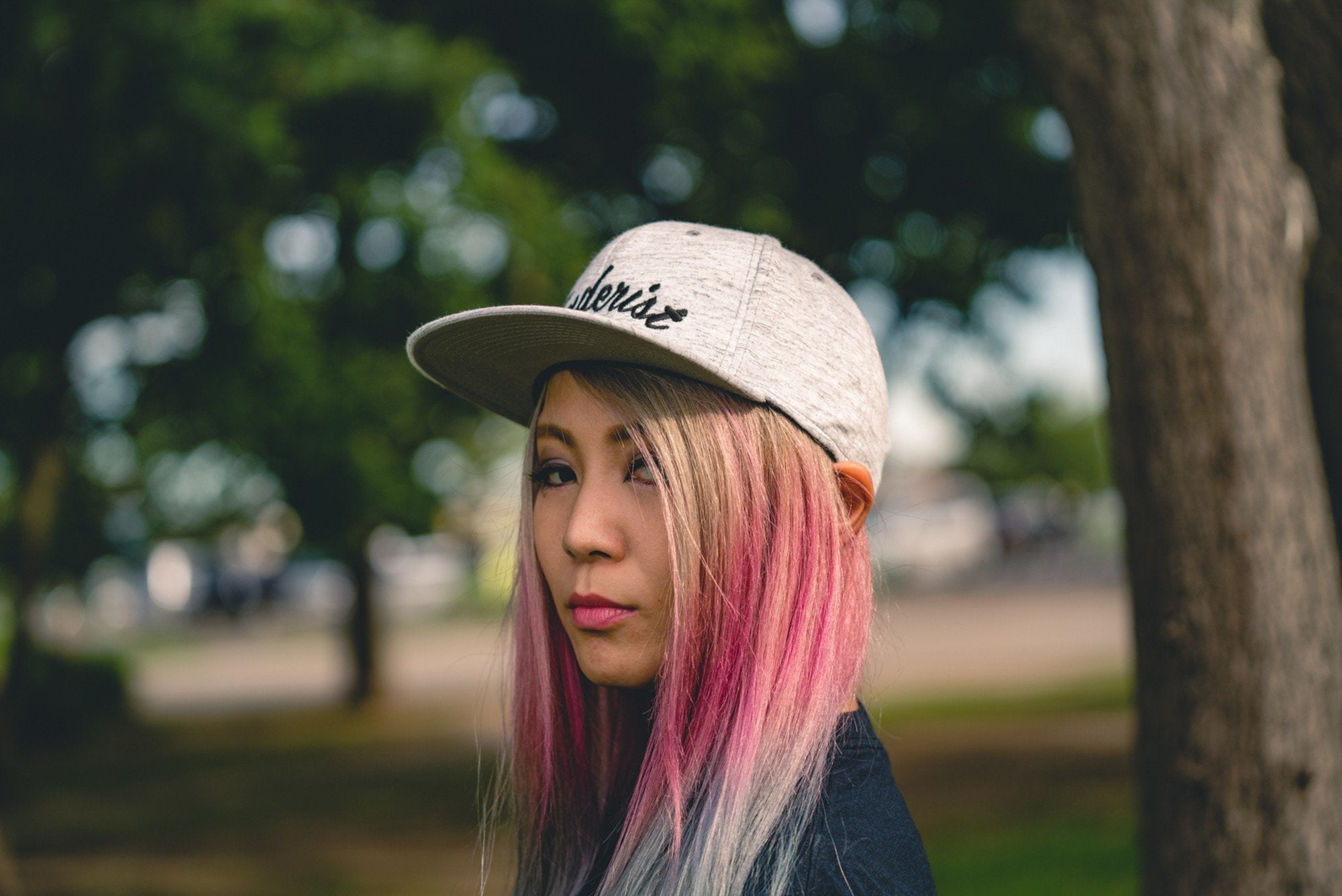 Flat visor cap / Cotton twill square Leaves Gray - Fenderist