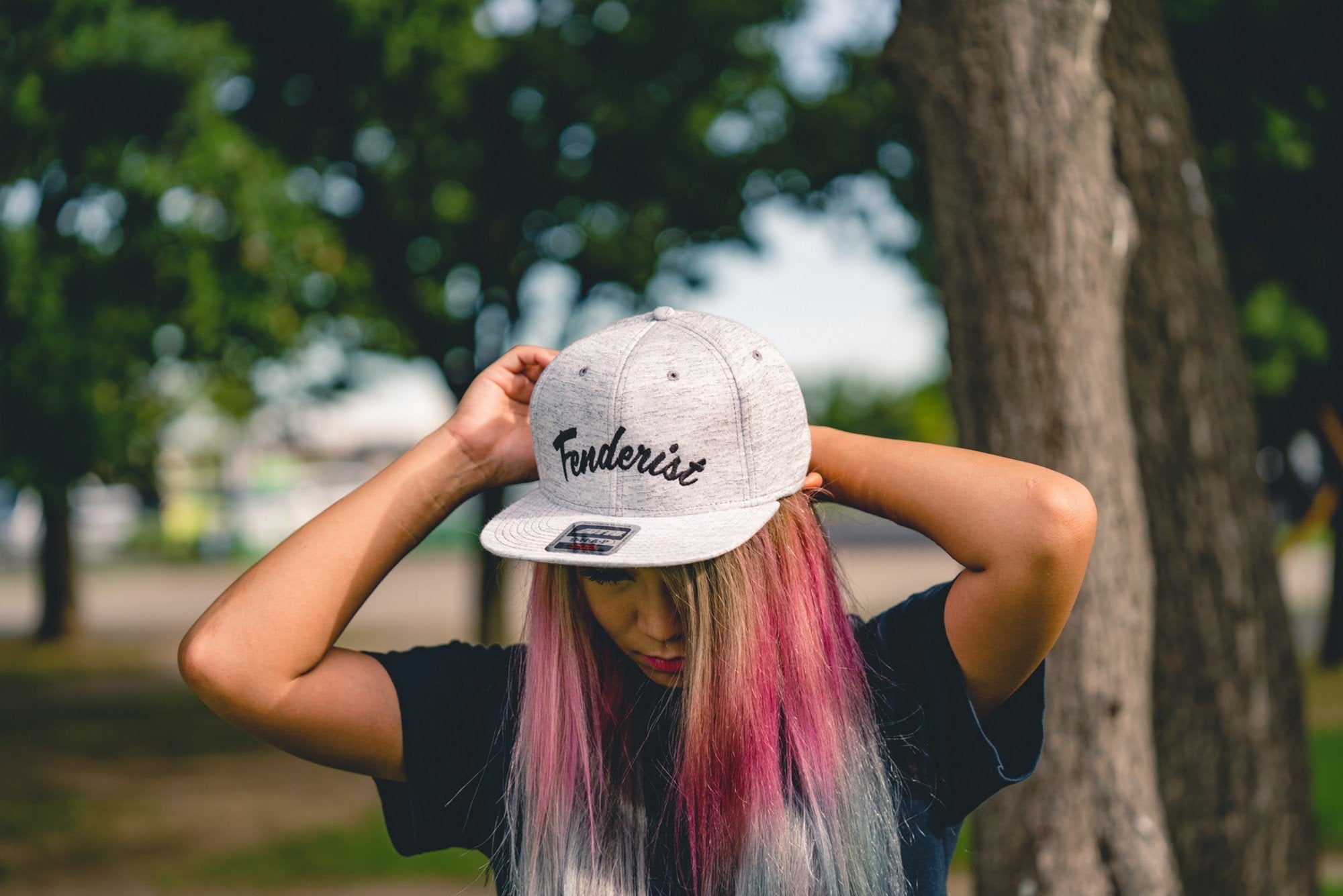 Flat visor cap / Cotton twill square Leaves Gray - Fenderist