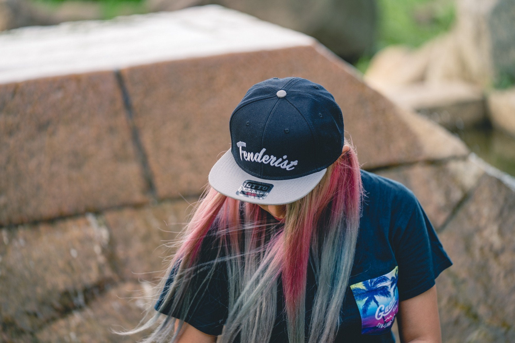 Flat visor cap Leaves Black / Gray - Fenderist