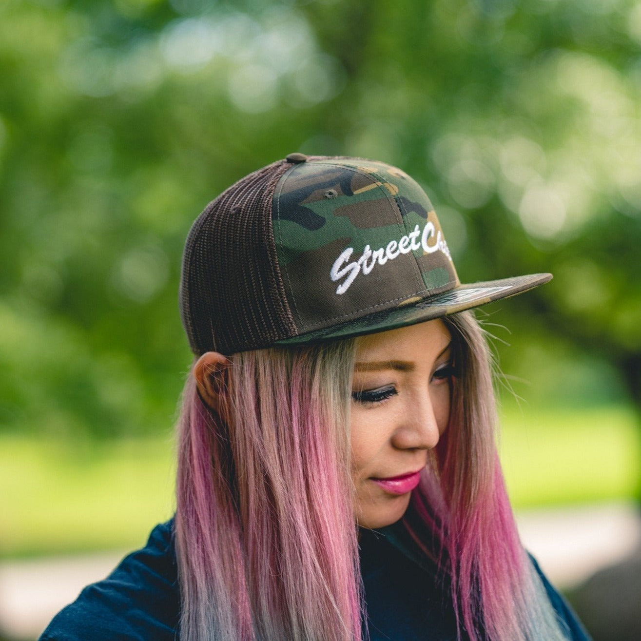 Flat visor mesh cap Leaves Military - StreetChic