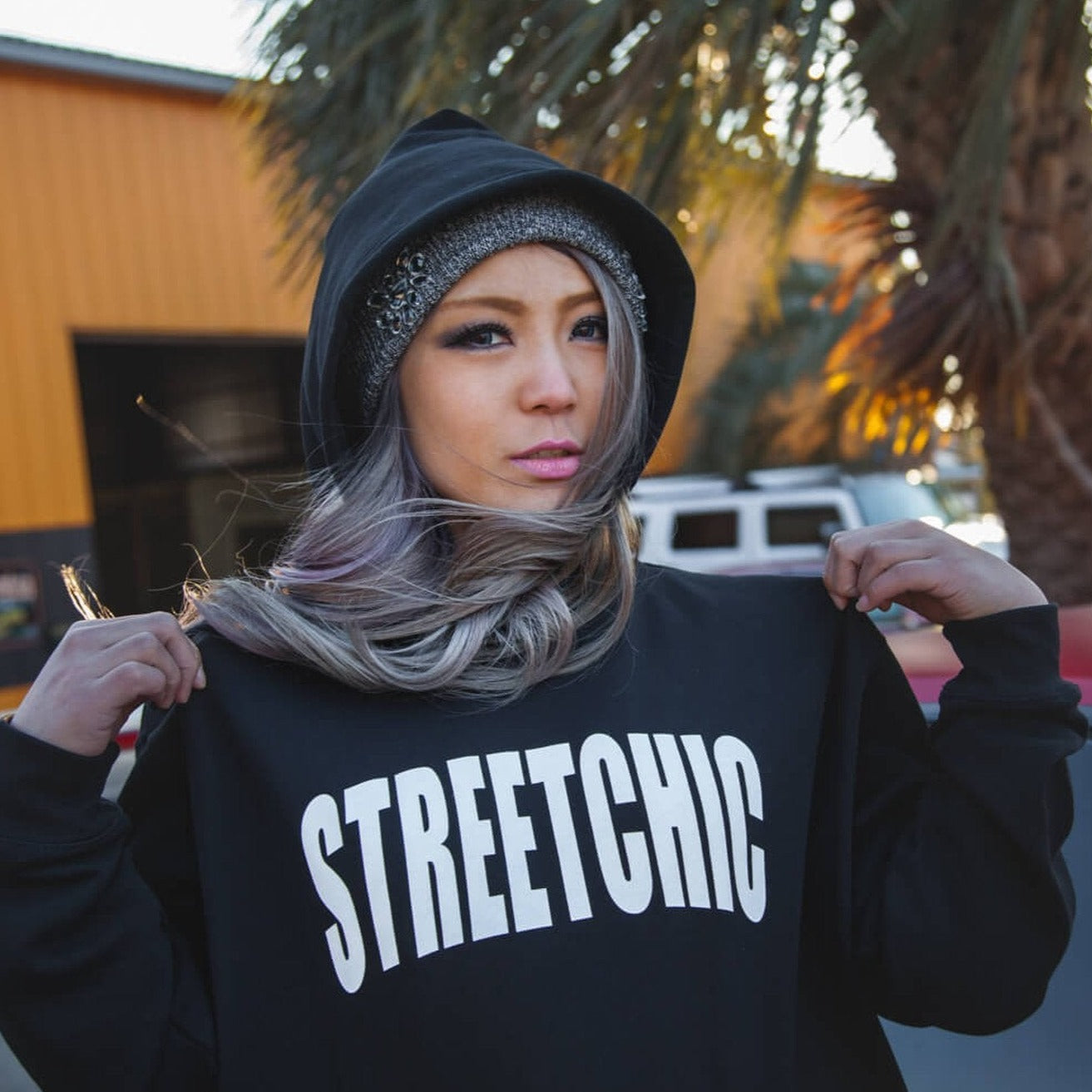 Impress Hoodie BLACK / WHITE LETTER - StreetChic