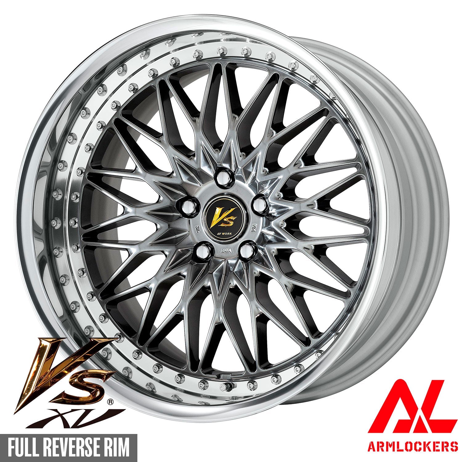 ワーク VS XV 9.5j 17インチ フルリバース ブリリアントシルバーブラック BSB ホイール 1本 エックスブイ - アームロッカーズ