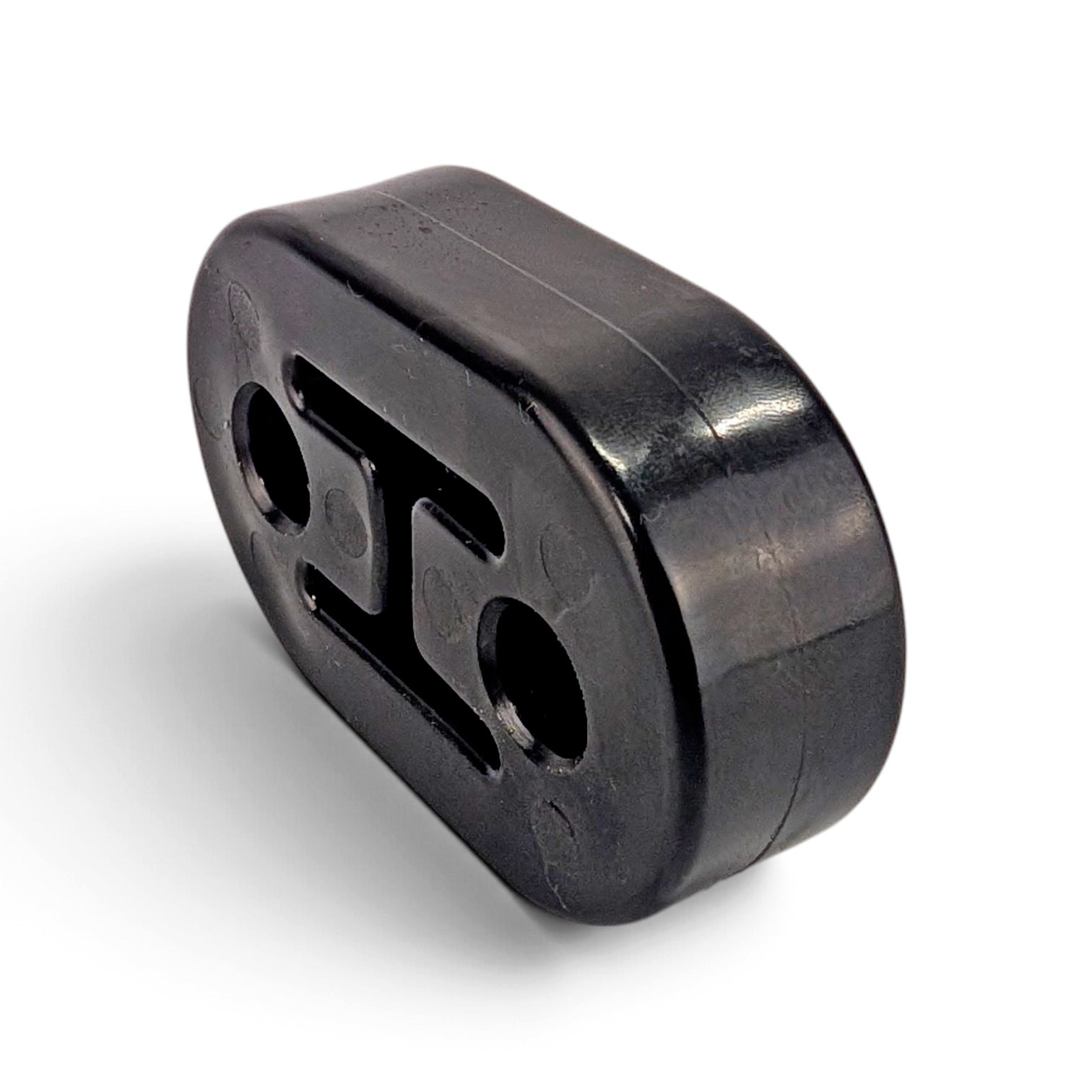 マフラーの下がり・干渉音を防止！ 強化マフラーハンガー 汎用 2穴 (ピッチ40mm / 穴径12mm) 高硬度ウレタンゴム 黒