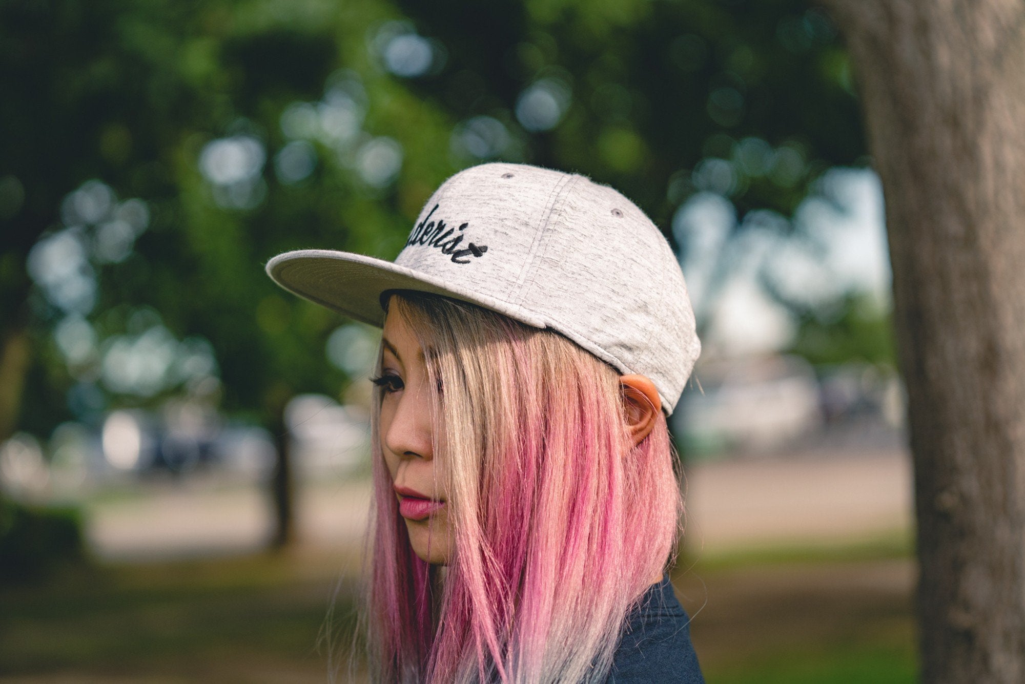 Flat visor cap / Cotton twill square Leaves Gray - Fenderist