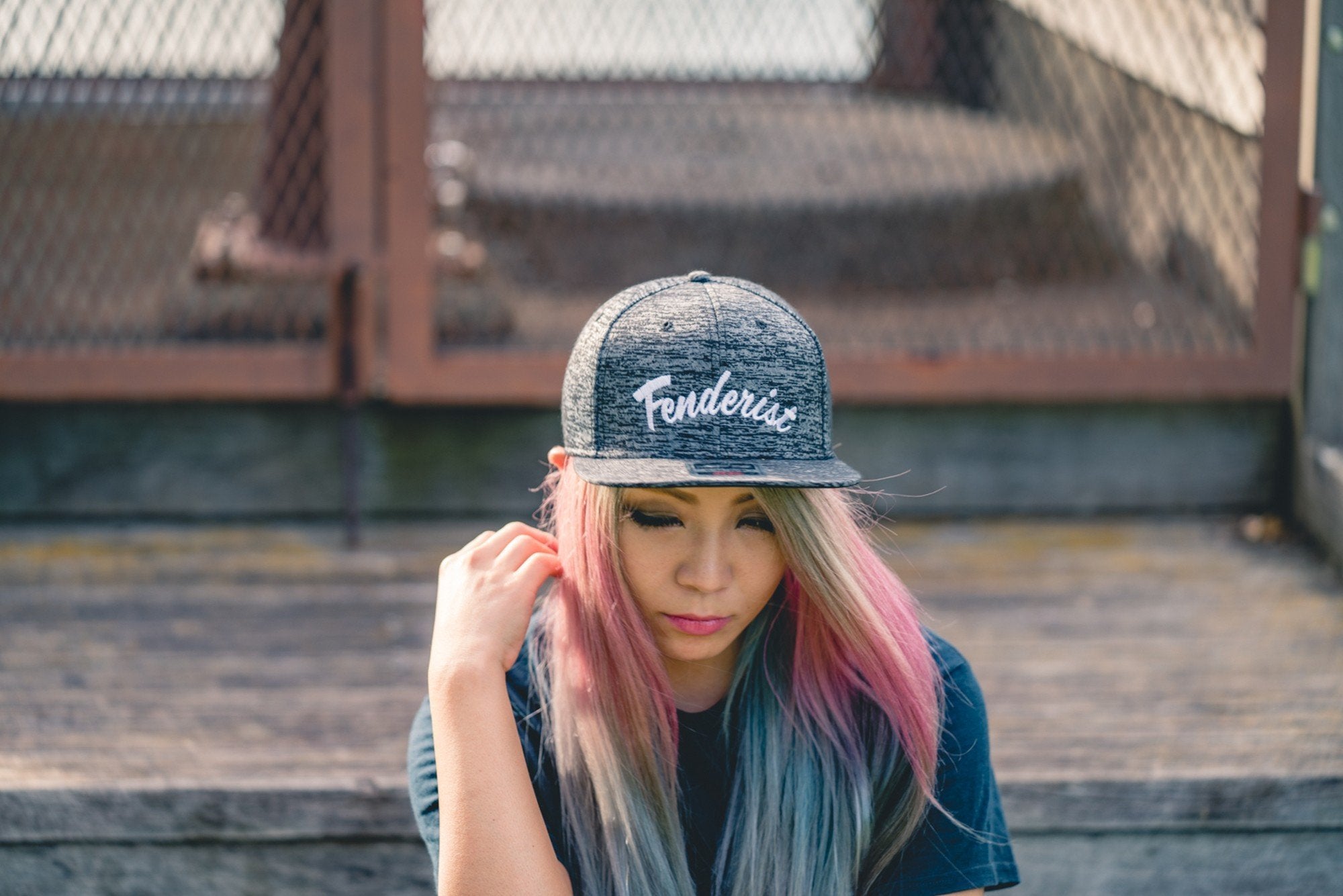 Flat visor cap / Cotton twill square Leaves Black - Fenderist