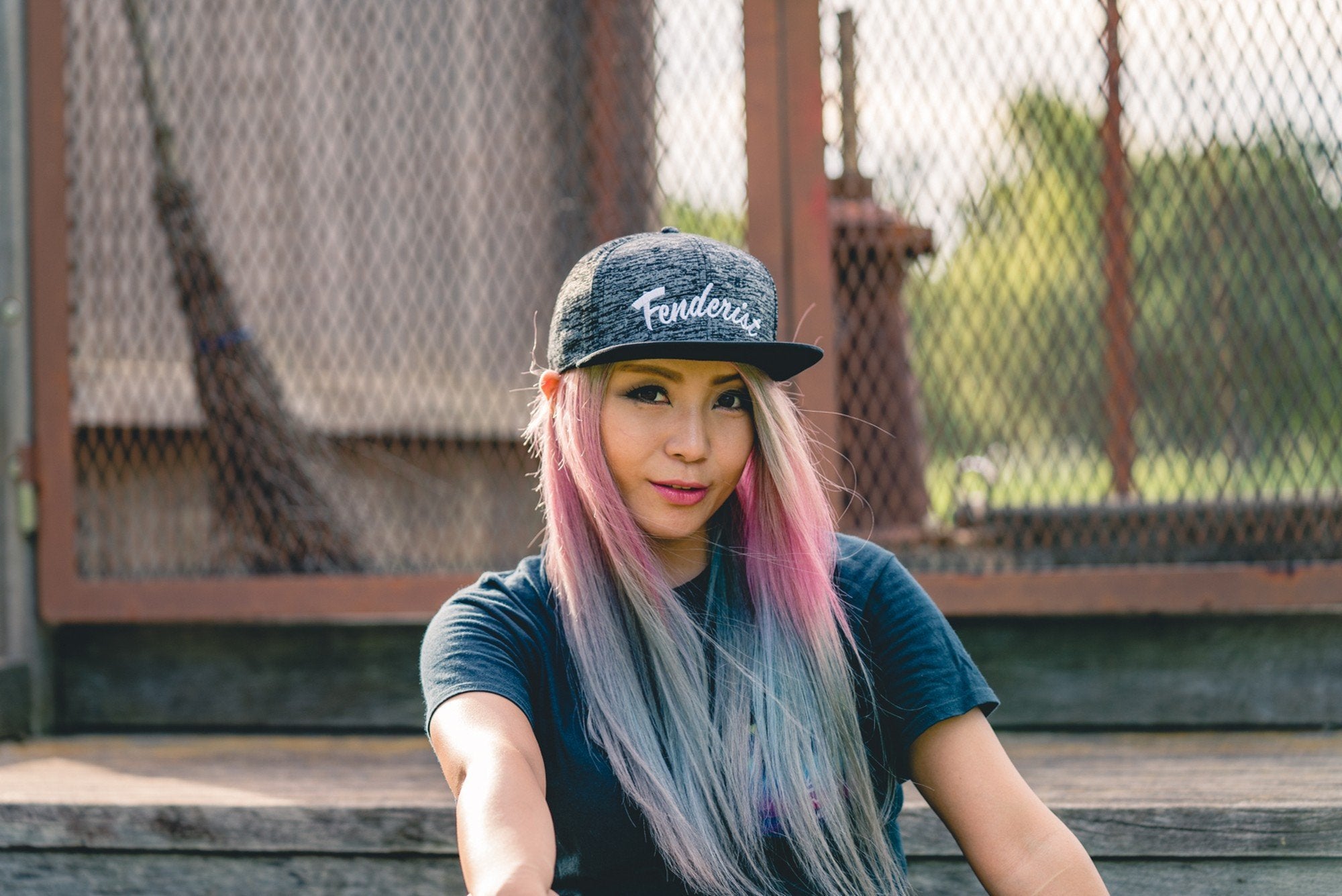 Flat visor cap / Cotton twill square Leaves Black - Fenderist