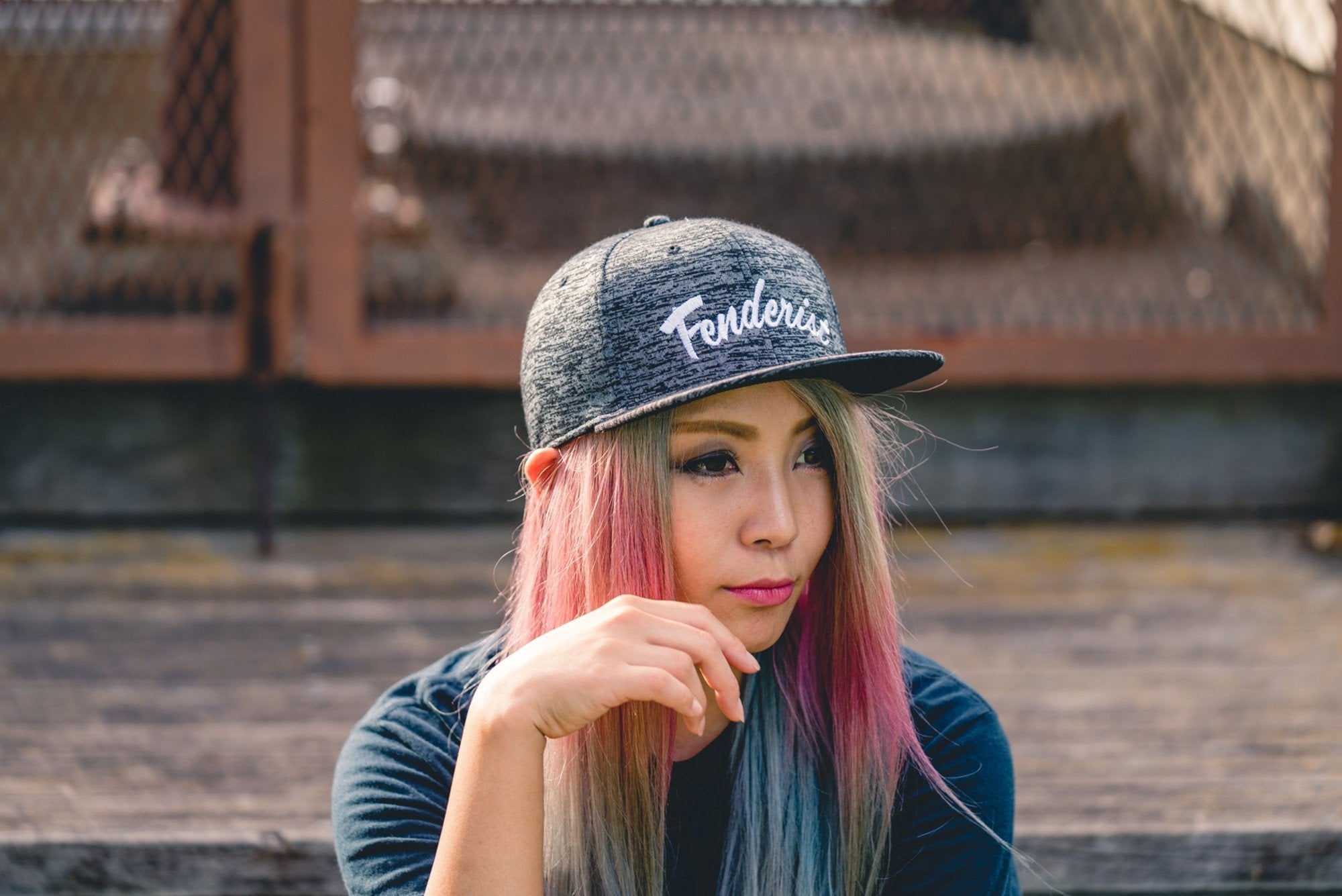 Flat visor cap / Cotton twill square Leaves Black - Fenderist
