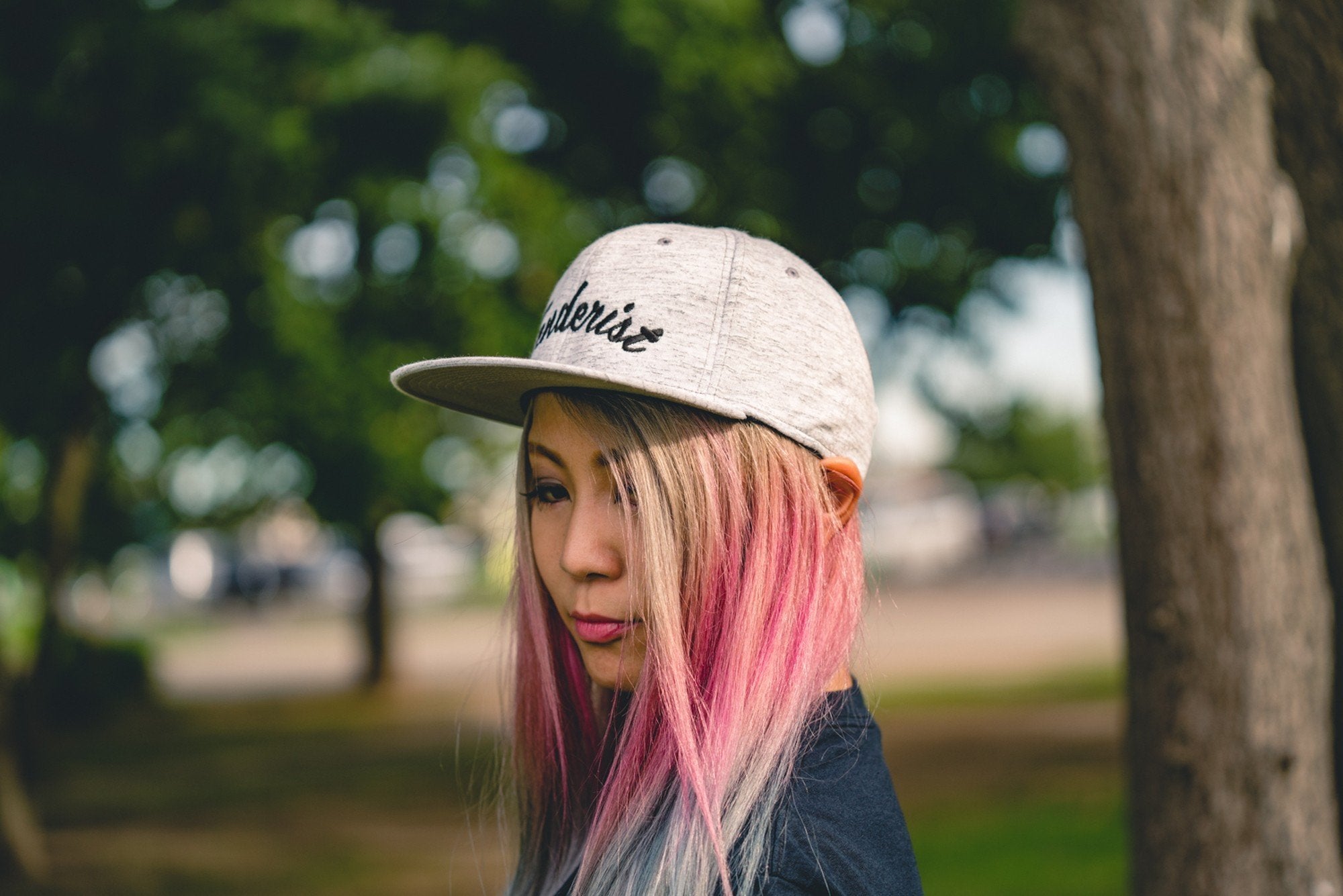 Flat visor cap / Cotton twill square Leaves Gray - Fenderist