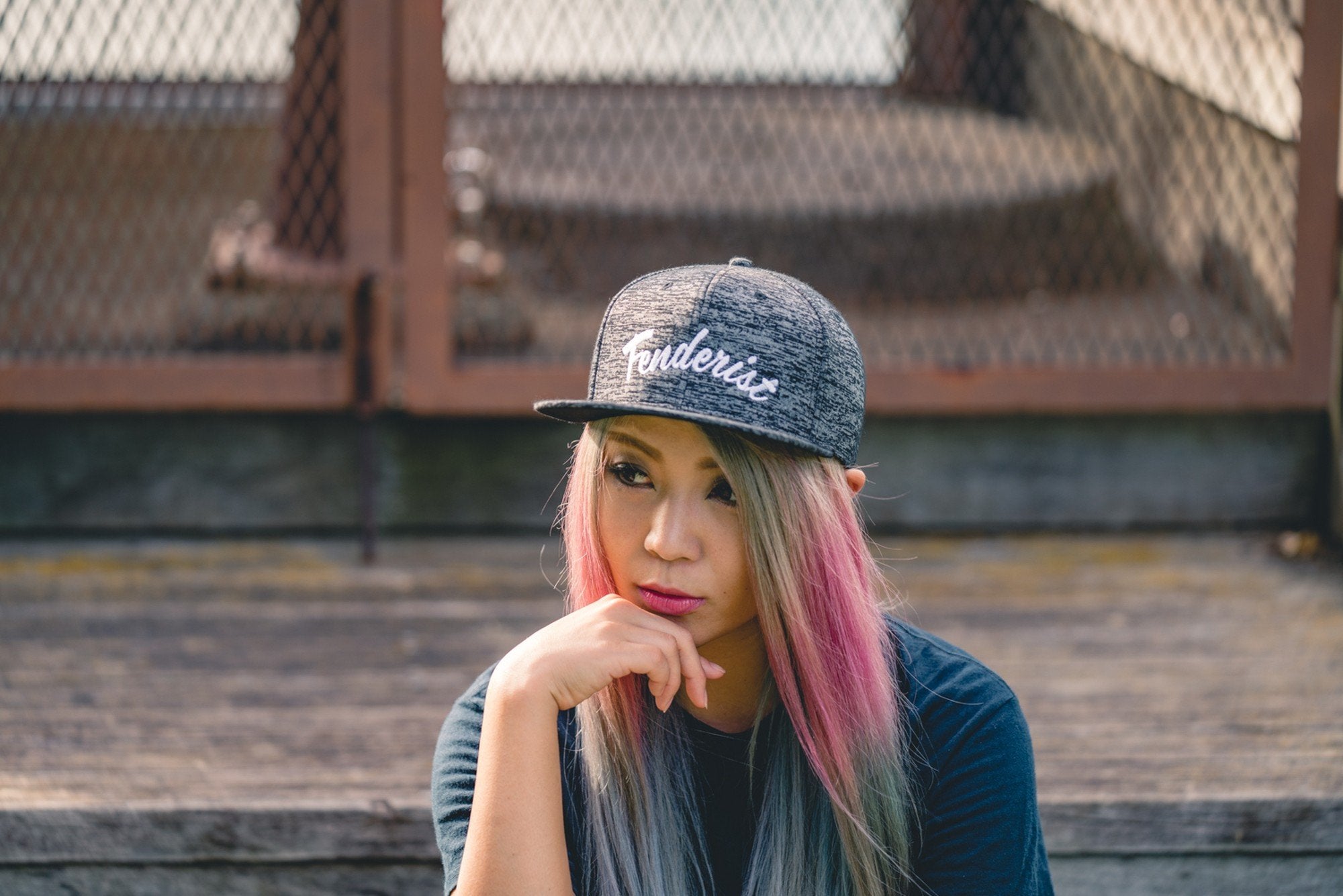 Flat visor cap / Cotton twill square Leaves Black - Fenderist