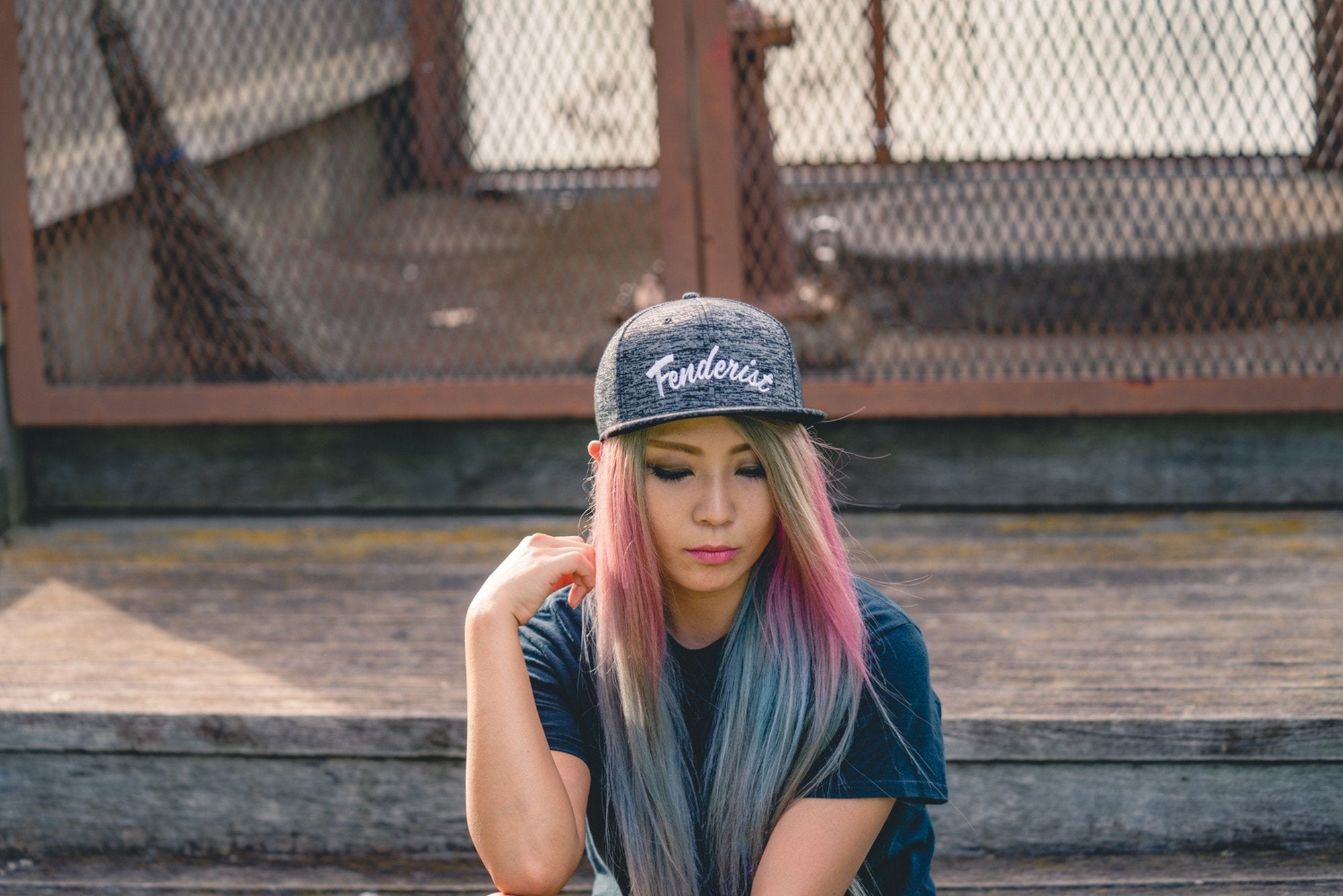 Flat visor cap / Cotton twill square Leaves Black - Fenderist