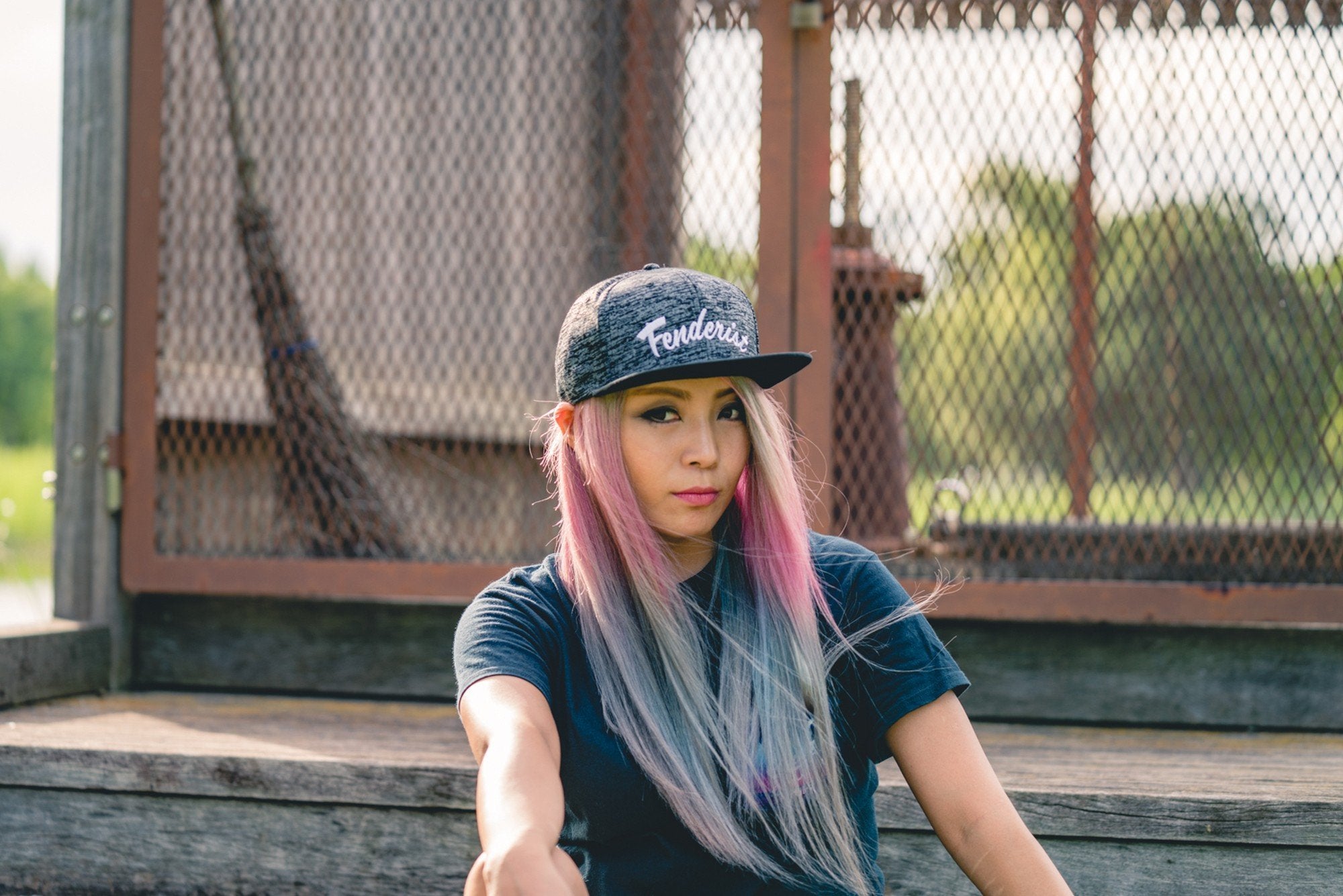 Flat visor cap / Cotton twill square Leaves Black - Fenderist