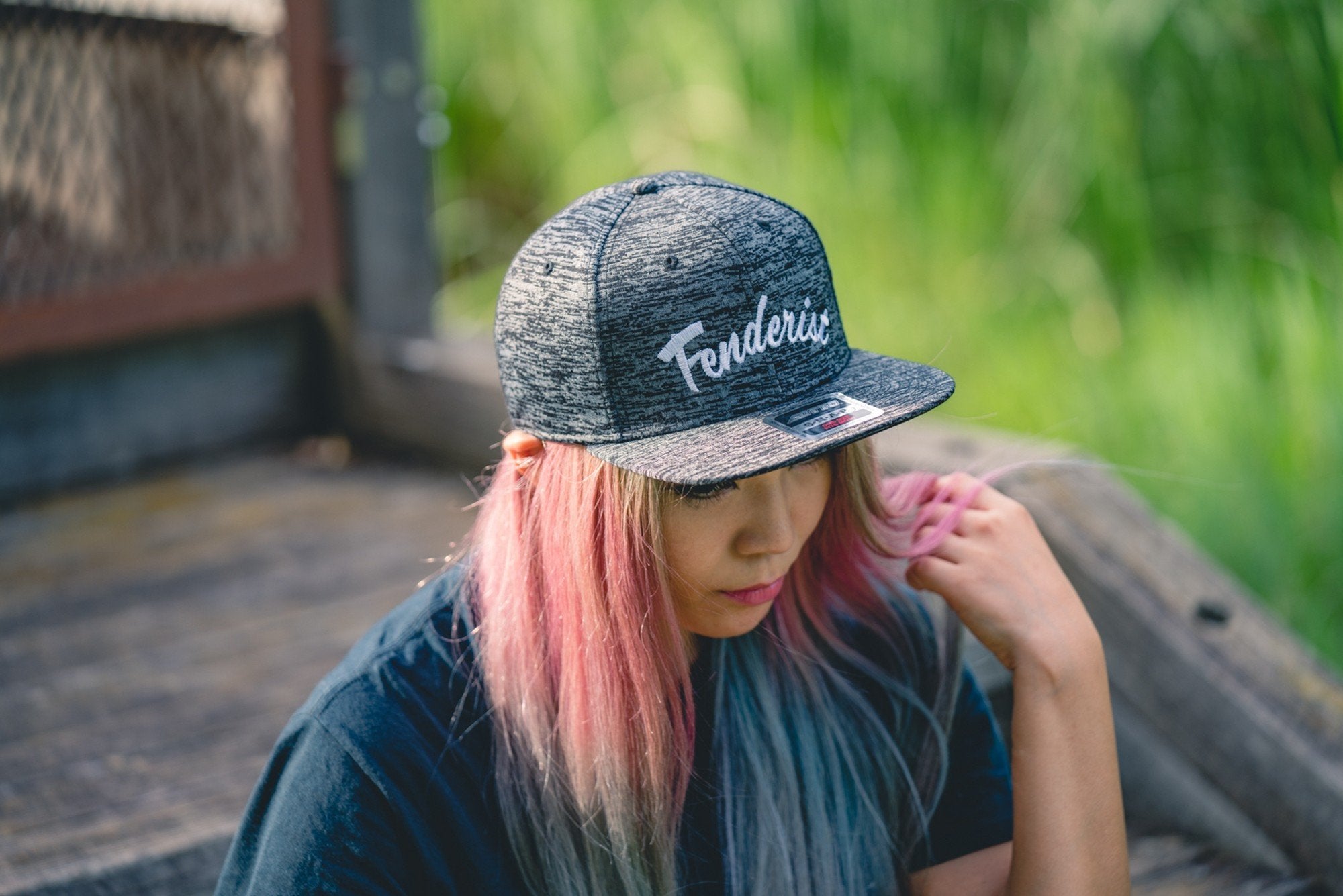 Flat visor cap / Cotton twill square Leaves Black - Fenderist