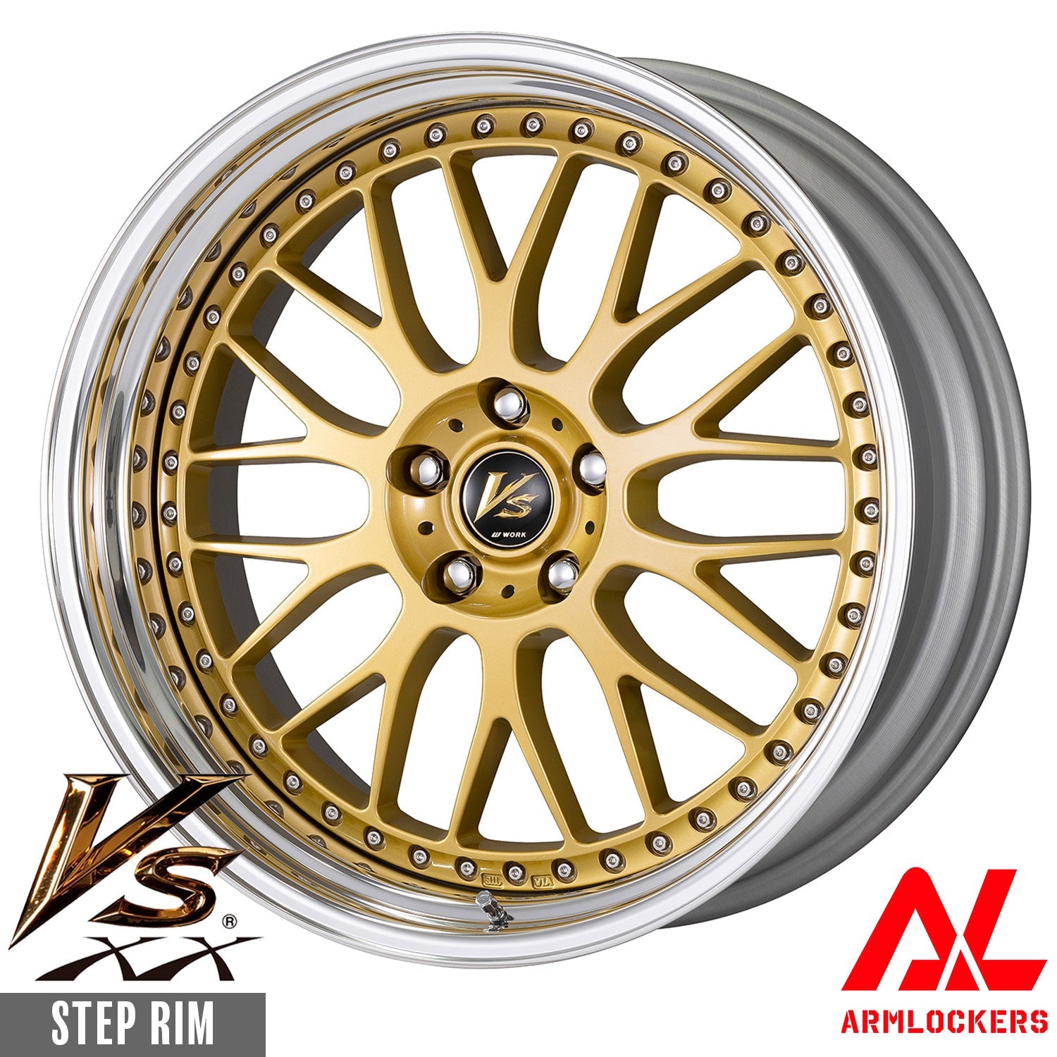 ワーク VS XX 7.5j 19インチ ステップリム ゴールド GLD ホイール 1本