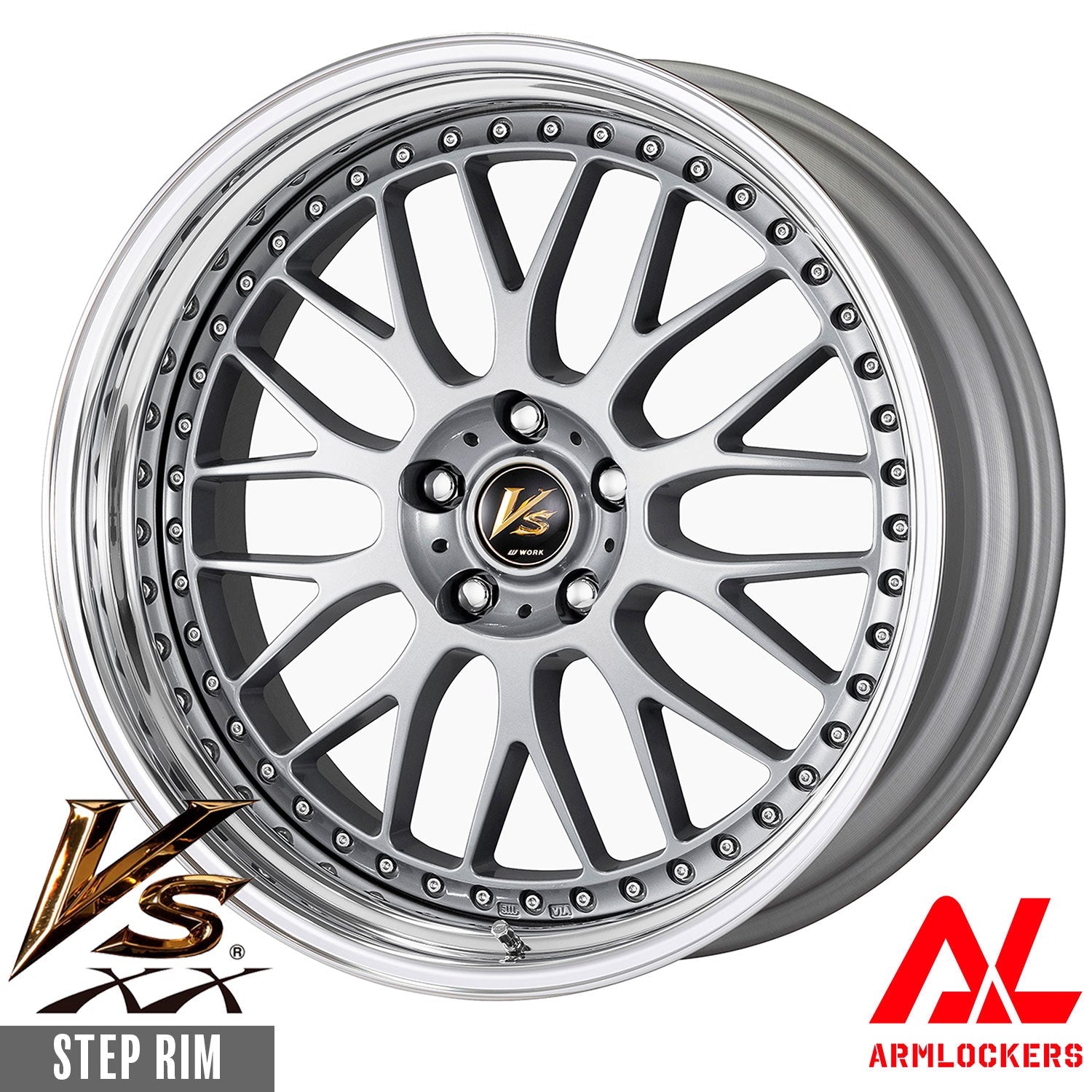 19インチ ダークグレー シルバー ホイール　2本❷ ワーク VS XX 7.5j 19インチ ステップリム ライトグレイッシュシルバー